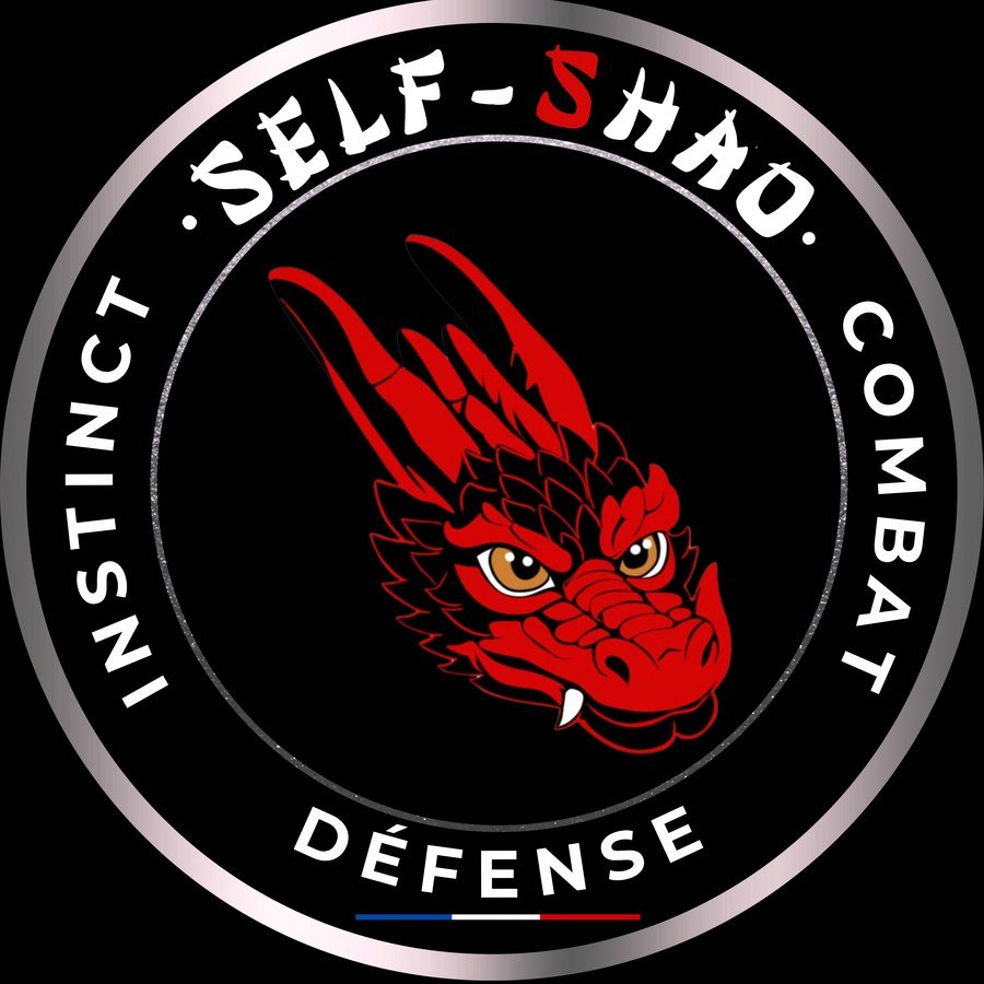Sticker rond Self-Shao, dragon rouge, Instinct Combat Défense