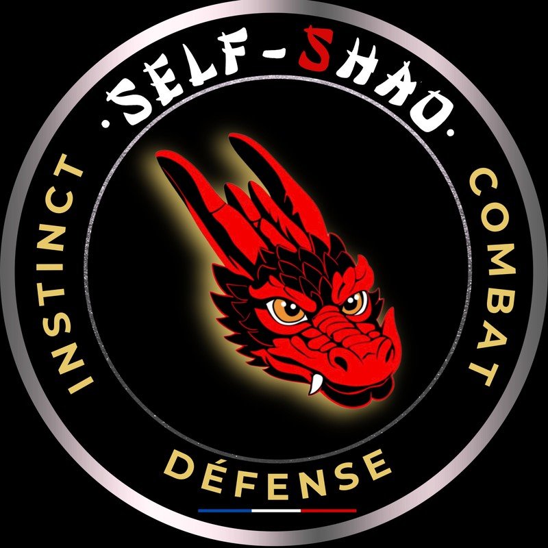 Sticker rond Self-Shao, dragon rouge, Instinct Combat Défense